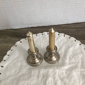 Vtg Godinger Candlestick Shape Salt and Pepper Shakers